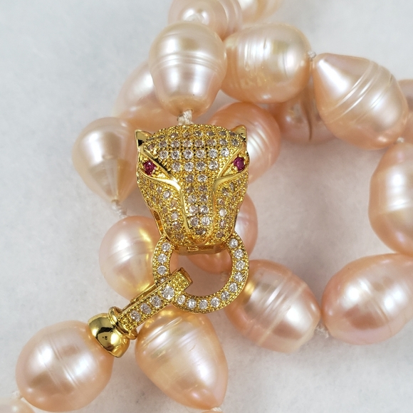 REAL - 11mm Peach Pearl Necklace - Picture 4 of 6